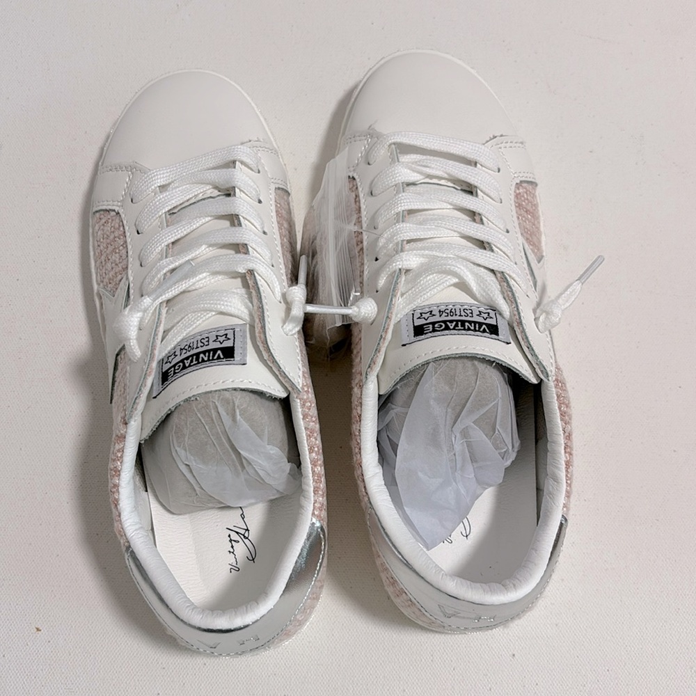 New Vintage Havana CARLA PINK TWEED FASHION SNEAKER in pink/white - Picture 8 of 9